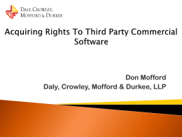 Third Party Software Issues Don Mofford