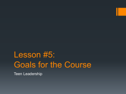 Teen Leadership Goals for the Course Lesson 5