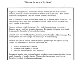 WORKSHEET – What are the parts of an atom – KEY