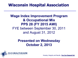 Wage Index for FY 2014 - RC Healthcare Management!
