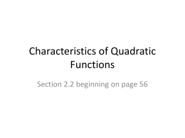 Characteristics of Quadratic Functions