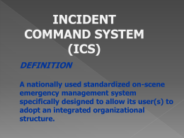 Incident Command System - (SECC) Office of Education