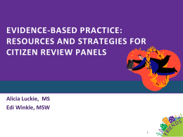 Based Practice Resources and Strategies for Citizen Review Panels