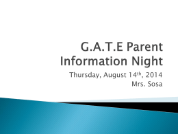 G.A.T.E Parent Information Night