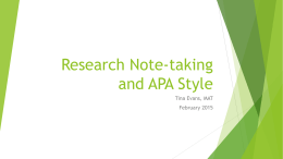Research Note-taking and APA Style
