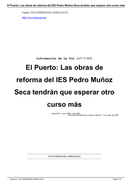 El Puerto: Las obras de reforma del IES Pedro Muñoz Seca tendrán
