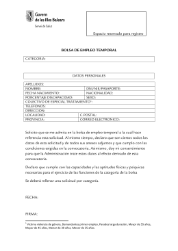 Espacio reservado para registro BOLSA DE EMPLEO - IB