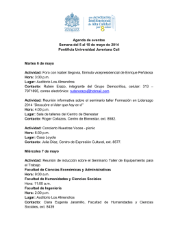 Agenda de eventos Semana del 5 al 10 de mayo de 2014 Pontificia