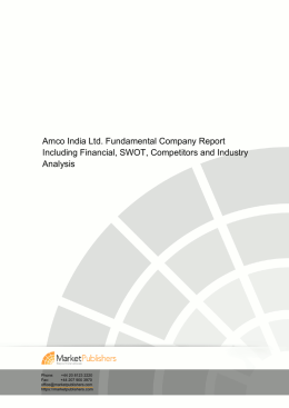 Amco India Ltd. Fundamental Company Report Including Financial