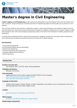 Master`s degree in Civil Engineering