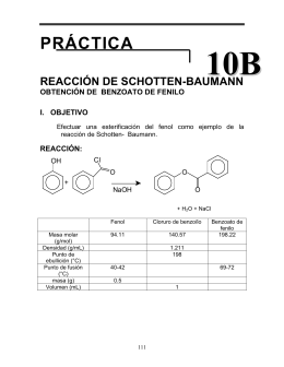 Obtención de benzoato de fenilo