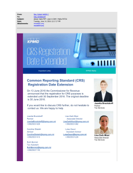 Common Reporting Standard (CRS) Registration Date Extension