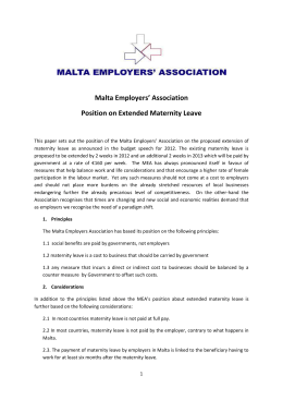 Malta Employers` Association Position on Extended Maternity Leave