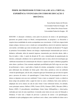 PERFIL DO PROFESSOR-TUTOR E SALA DE AULA VIRTUAL