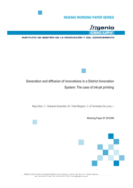 INGENIO WORKING PAPER SERIES Generation and diffusion of