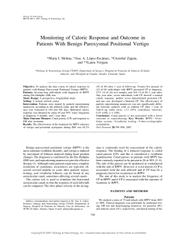 Monitoring of Caloric Response and Outcome in Patients With