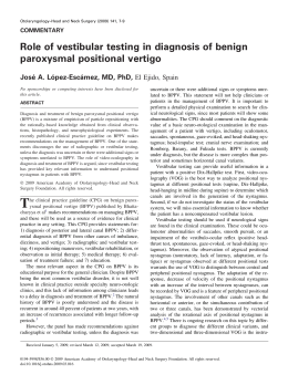 Role of vestibular testing in diagnosis of benign paroxysmal