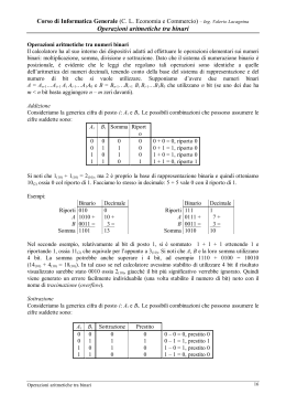 Operazioni aritmetiche tra binari - Corso ITI informatica