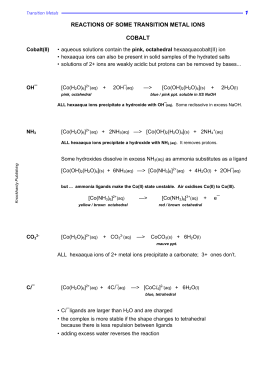 reactions of some transition metal ions cobalt