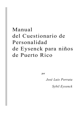 Manual del Cuestionario de Personalidad de Eysenck para niños de