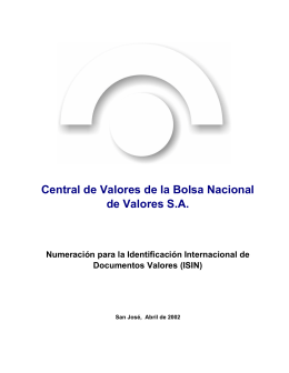 Central de Valores de la Bolsa Nacional de Valores SA Numeración