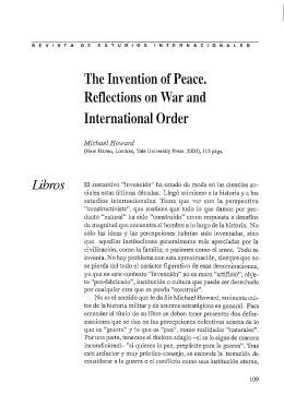 The Invention of Peace. Reflections on War and International Order