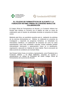 2015-05-28 NP Convenio Fundación Hefame y COF Alicante