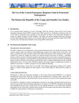 The Use of the CERF in Protracted Emergencies
