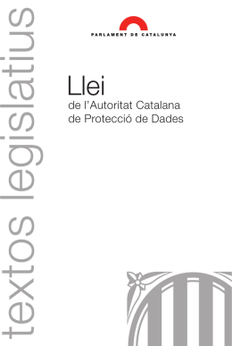 Llei 32/2010, de l`1 d`octubre, de l`Autoritat Catalana de Protecció de