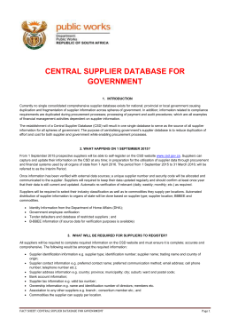 Central Supplier Database for Government