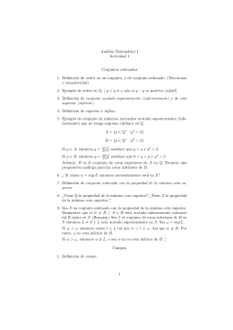 Análisis Matemático I Actividad 1 Conjuntos ordenados 1. Definición