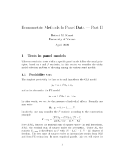 Econometric Methods fo Panel Data — Part II
