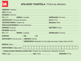 AFILIAZIO TXARTELA / Ficha de afiliación