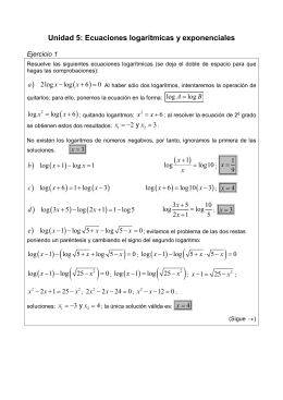 Solucionario ecuaciones logarítmicas y exponenciales