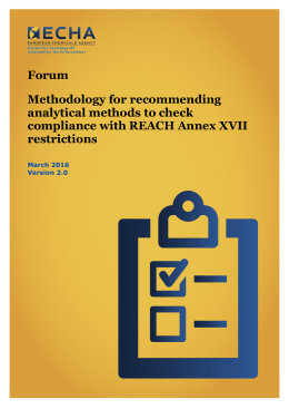 Forum Methodology for recommending analytical - ECHA