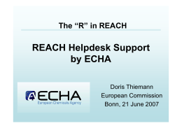 REACH Helpdesk Support by ECHA - REACH-CLP