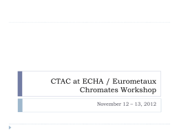 CTAC at ECHA / Eurometaux Chromates Workshop