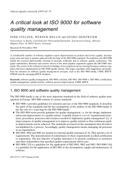 A critical look at ISO 9000 for software quality management