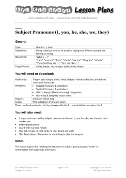 Subject Pronouns (I, you, he, she, we, they)