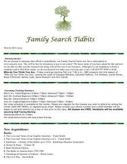 Family Search Tidbits - Finding Your Roots Seminar