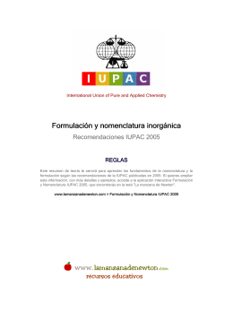 Formulación y nomenclatura inorgánica. IUPAC 2005