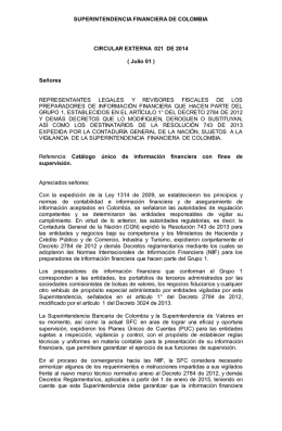SUPERINTENDENCIA FINANCIERA DE COLOMBIA CIRCULAR