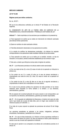 MERCADO CAMBIARIO LEY Nº 19.359 Régimen penal para delitos