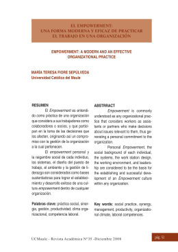 pág. 51 El EmpowErmEnt - Universidad Católica del Maule