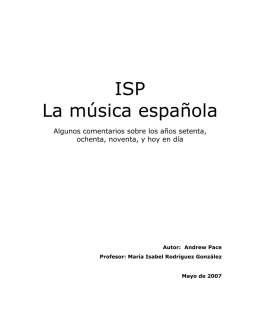 La música española. Algunos comentarios sobre los años setenta