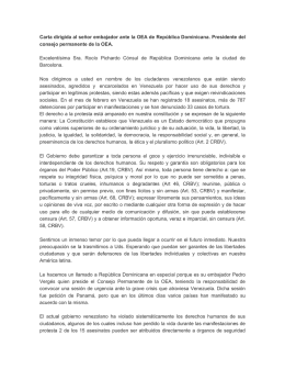 Carta entregada en el consulado de República Dominicana