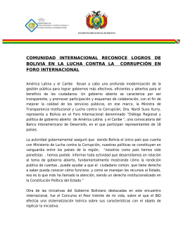 comunidad internacional reconoce logros de bolivia en la lucha