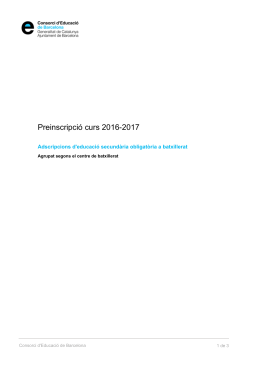 Preinscripció curs 2016-2017 - Consorci d`Educació de Barcelona