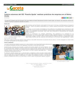 La Gaceta (): Catorce alumnos del IES `Puente Ajuda` realizan