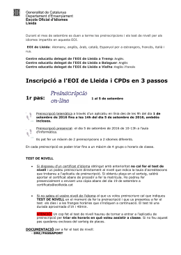 Inscripció a l`EOI de Lleida i CPDs en 3 passos 1r pas